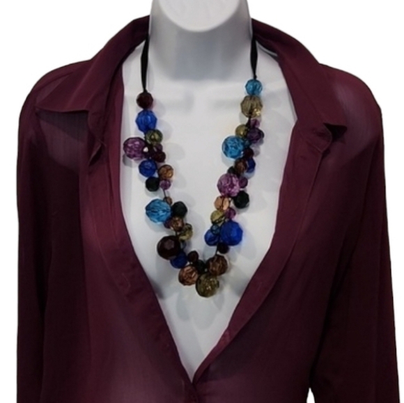 Macy's Multicolor Beaded Statement Necklace - Picture 2 of 5